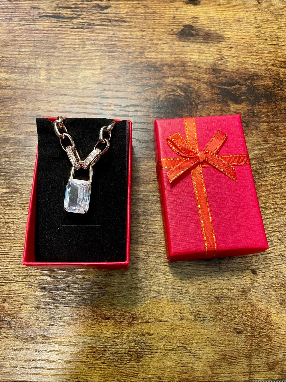 BP April Birthday Rose Gold Necklace with CZ “Lock” Pendant - The Lock Necklac